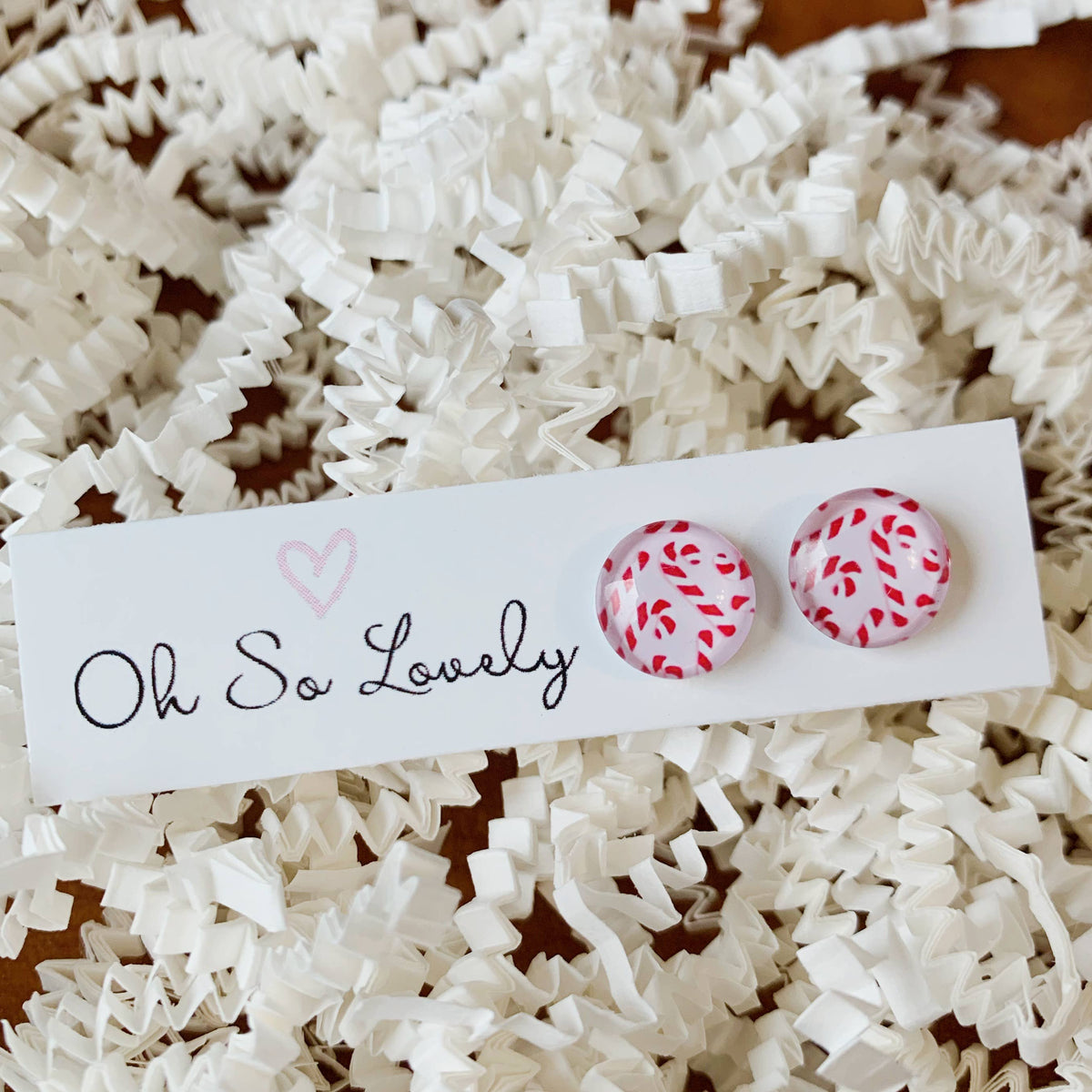 Oh So Lovely - Red Candy Cane Dreams Earrings