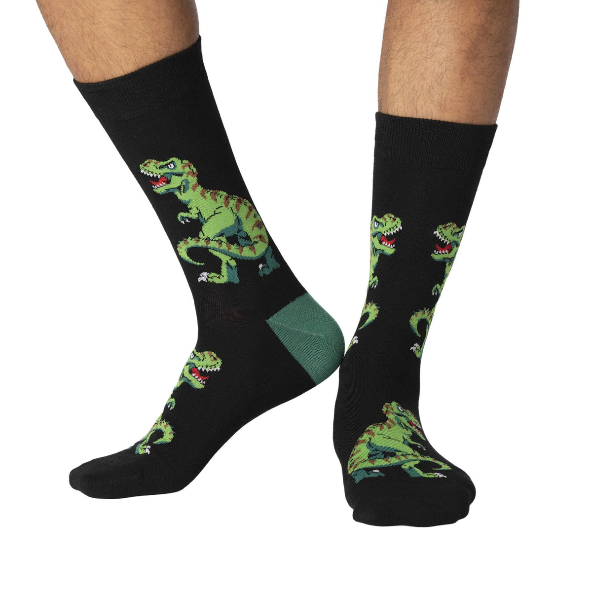 Good Luck Sock - Men's T-Rex Dinosaur Socks: Shoe Size 7-12