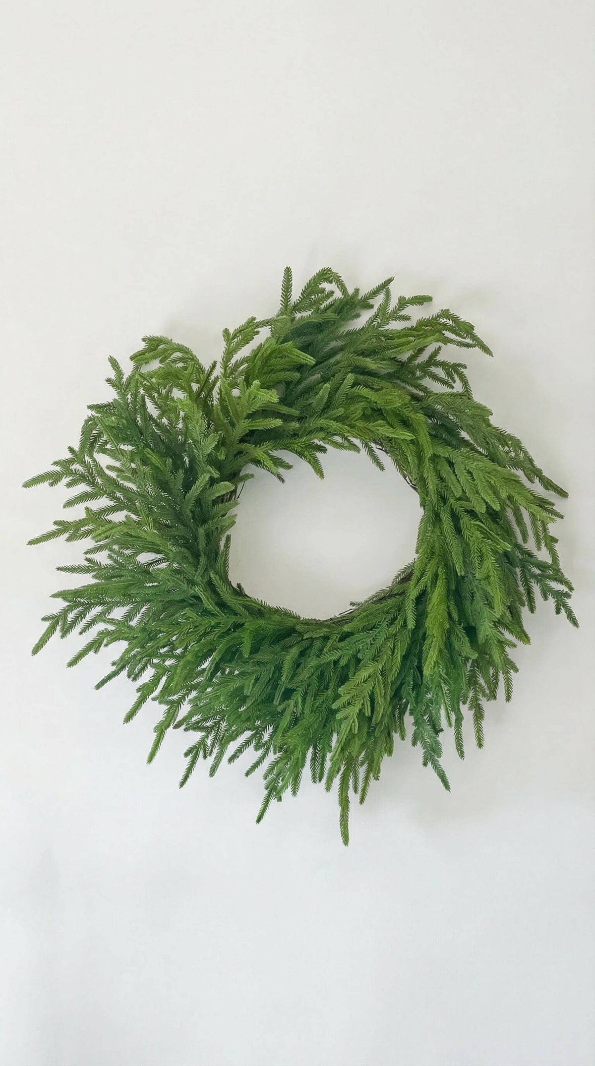 Hycroft Home Decor - Real Touch Faux Christmas Wreath, Norfolk Pine, 26 Inch