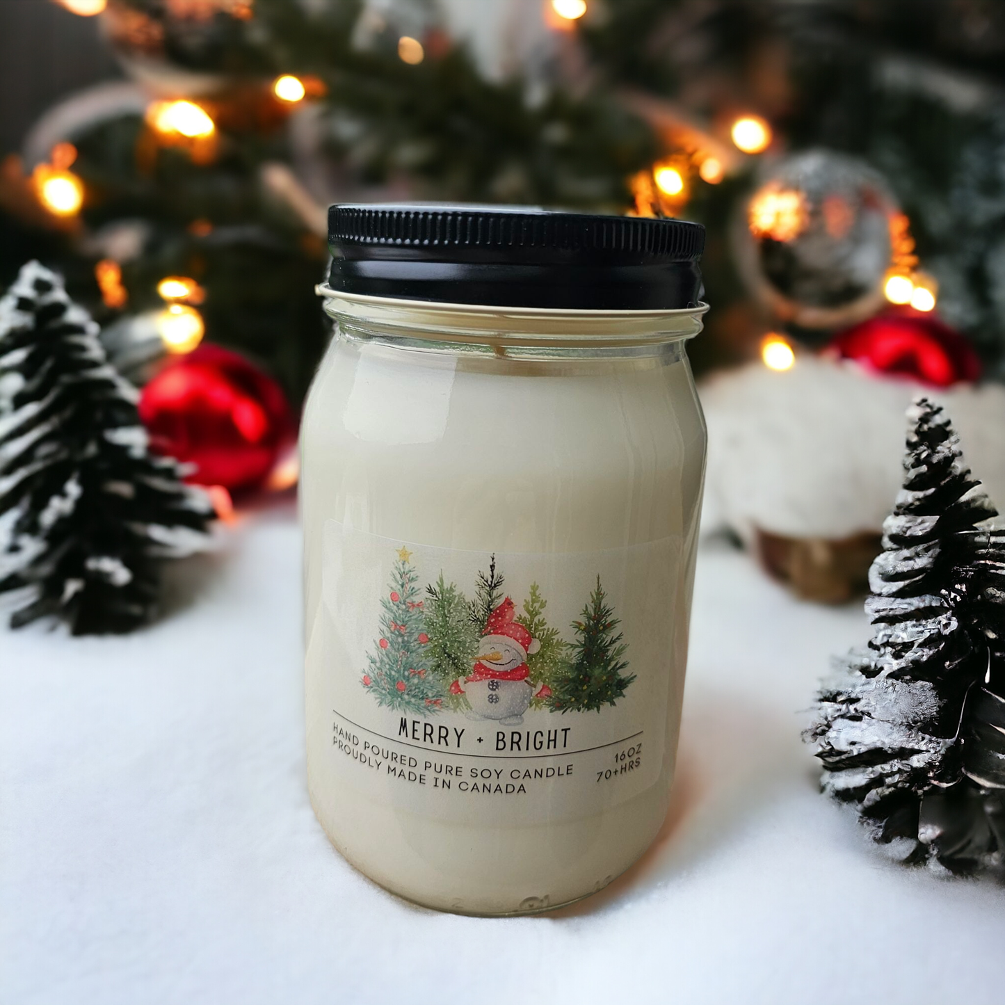 Serendipity Soy Candles - Merry + Bright: 16oz Mason Jar