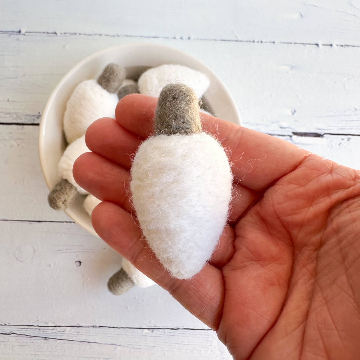 Sewing Seeds Play - One White Felt Christmas Light Bulb