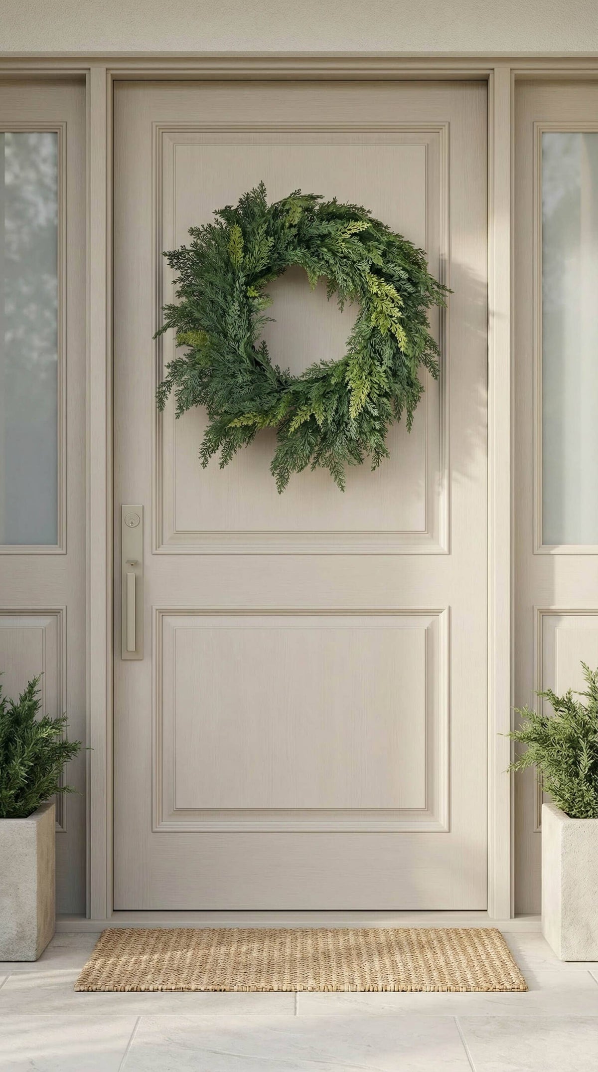 Real Touch Faux Christmas Wreath, Cypress, 24 Inch