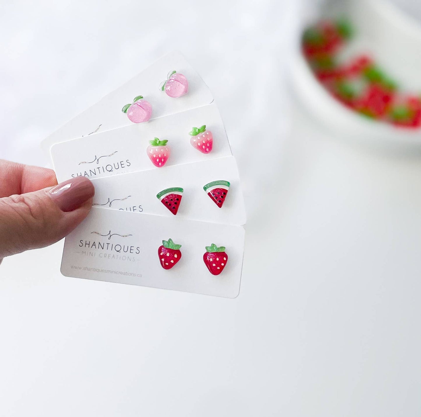 Shantiques Mini Creations - Earrings - Summer Fruit: Red Strawberries / Post