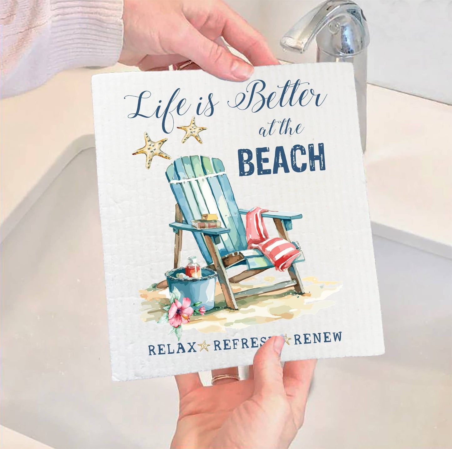 Avery Lane Gifts - Coastal Life is better at the Beach SWEDISH DISH CLOTH