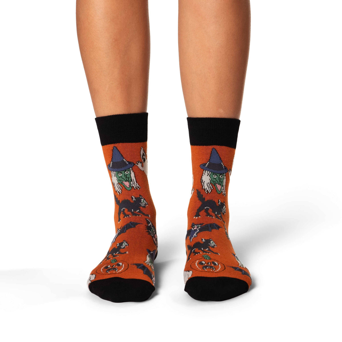 Good Luck Sock - Women's Retro Halloween Socks: Shoe Size 5-9