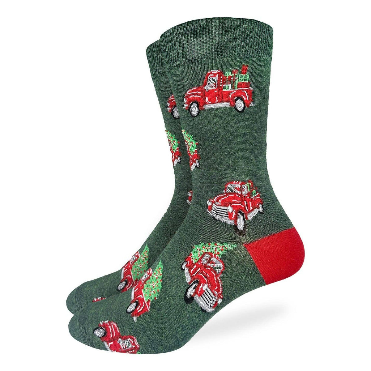Good Luck Sock - Men's Christmas Trucks Socks: Shoe Size 7-12