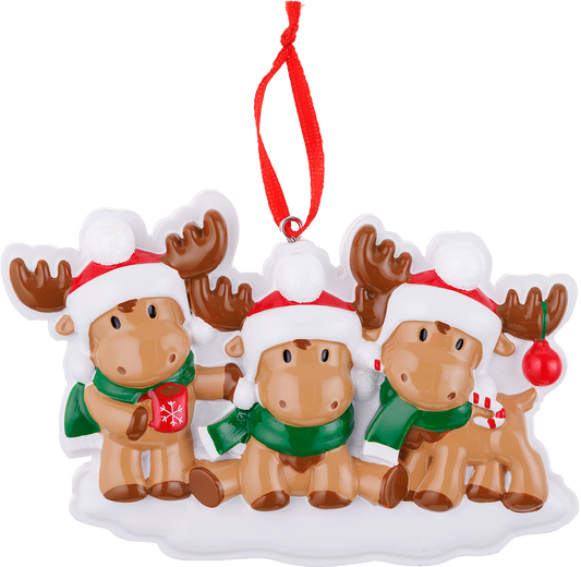 PolarX Ornaments - Cutesy Moose Family Series Personalized Ornament: 3