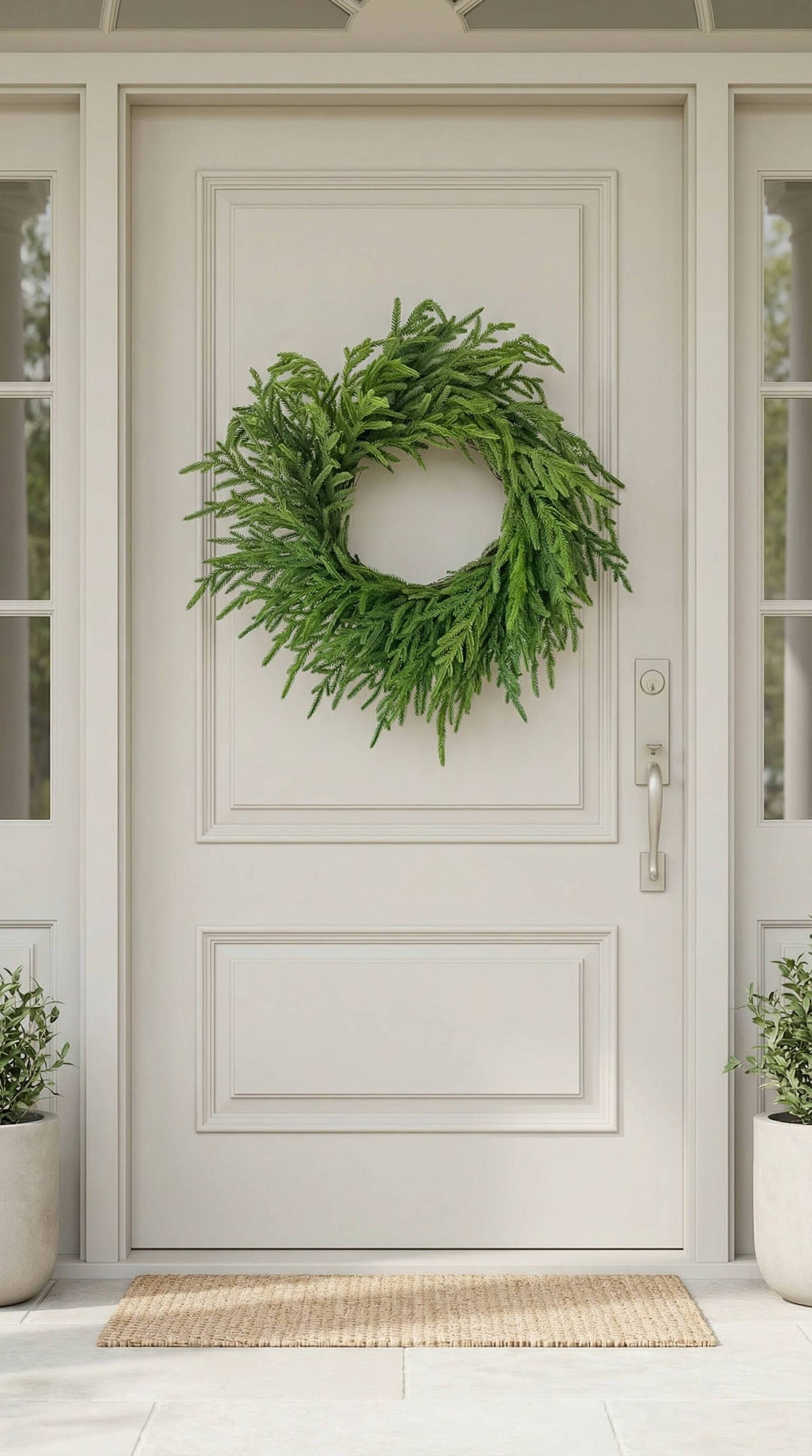 Hycroft Home Decor - Real Touch Faux Christmas Wreath, Norfolk Pine, 26 Inch