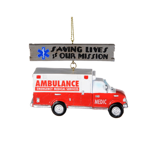 Christmas Tradition - 3" Ambulance w/Saying Ornament