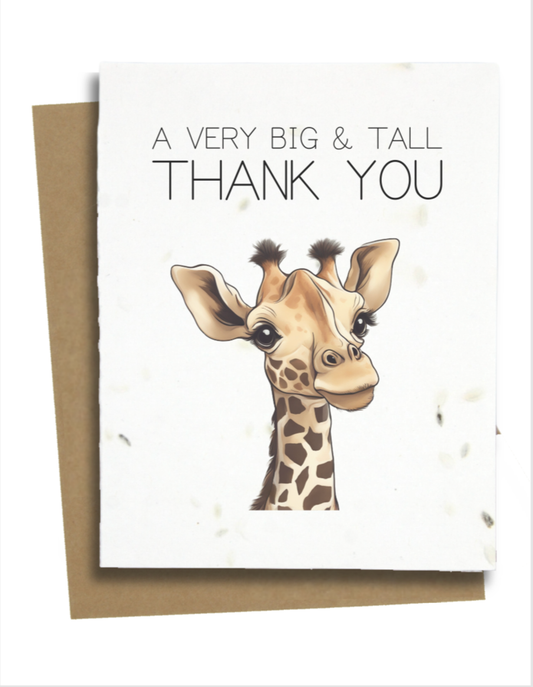 Greet n' Grow Plantable Cards - Giraffe Thank You Card: Wildflower