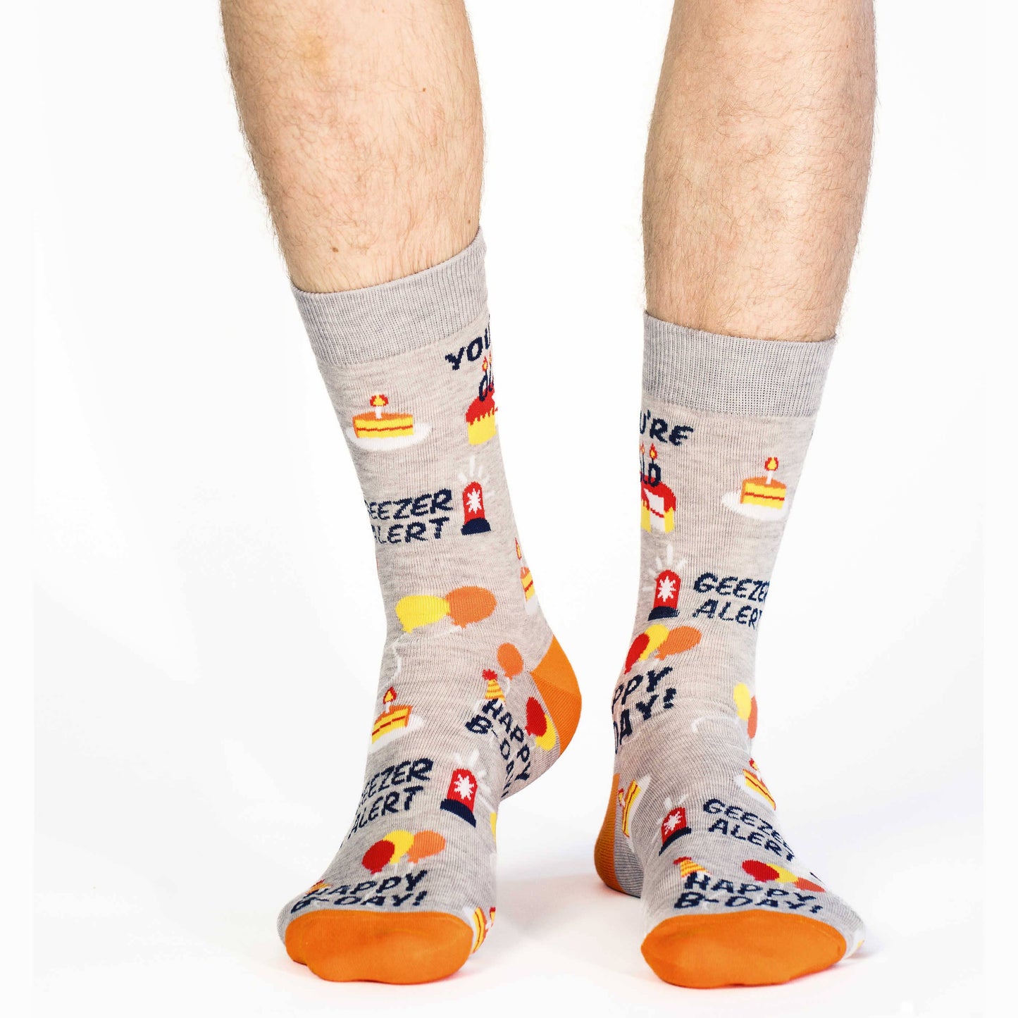 Men's Happy Birthday Geezer Socks: Shoe Size 7-12