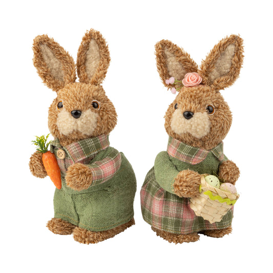 Plush Covered Bunny Table Piece pink/green clothing A64303:2 Assorted (sold individually)