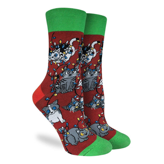 Good Luck Sock - Women's Christmas Light Cats Socks