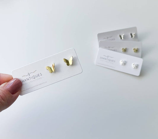 Earrings - Metallic Butterflies: Large Gold / Post