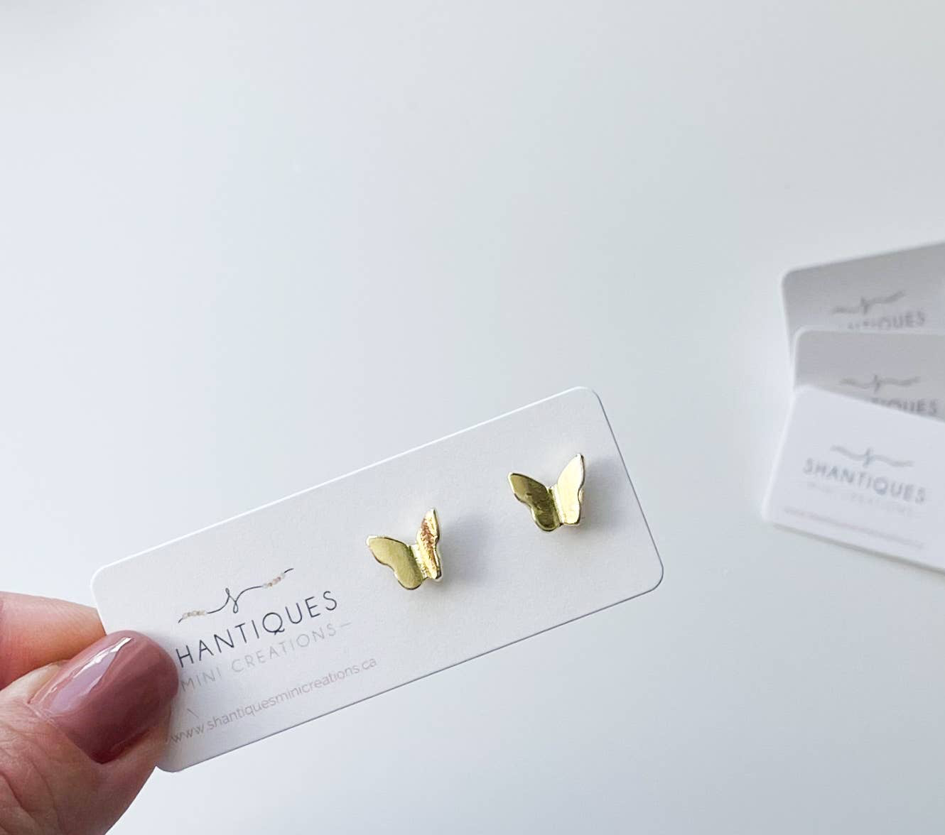 Earrings - Metallic Butterflies: Large Gold / Post