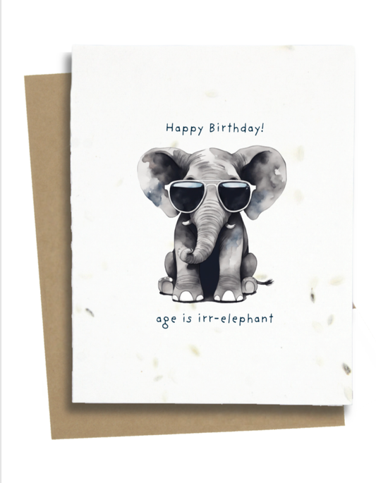 Greet n' Grow Plantable Cards - Punny Elephant Card: Wildflower