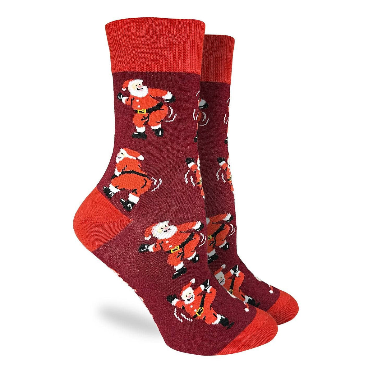 Good Luck Sock - Women's Dancing Santa's Socks: Shoe Size 5-9