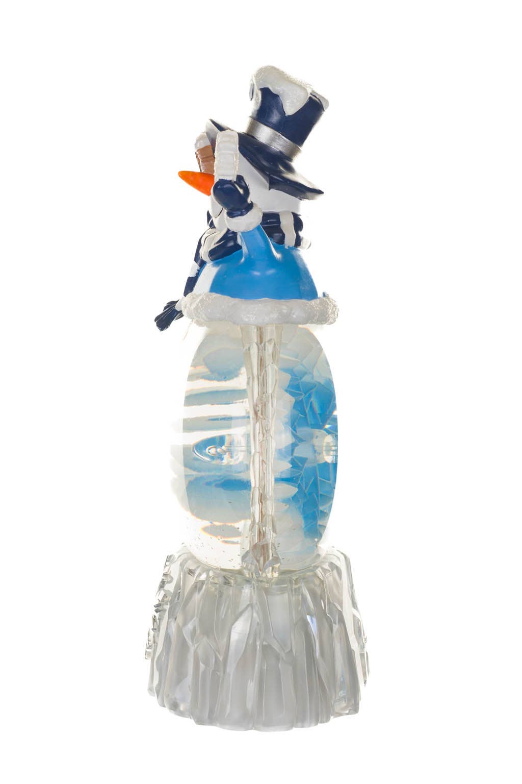 Starlight Collection - Blue Led Snowman Snow Globe W/ Spinning Snowflake Heart