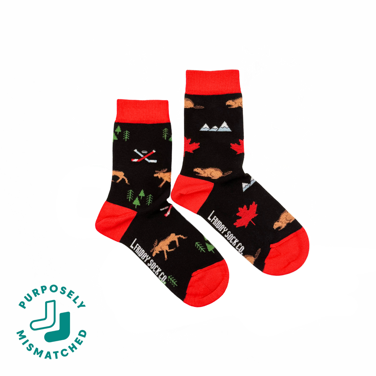 Friday Sock Co. - Kid's Canada Icons Crew Socks - Gender Neutral Gift: Large (Age 8-12)