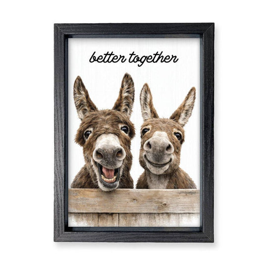 Better Together Donkeys | Wood Sign: 14x10