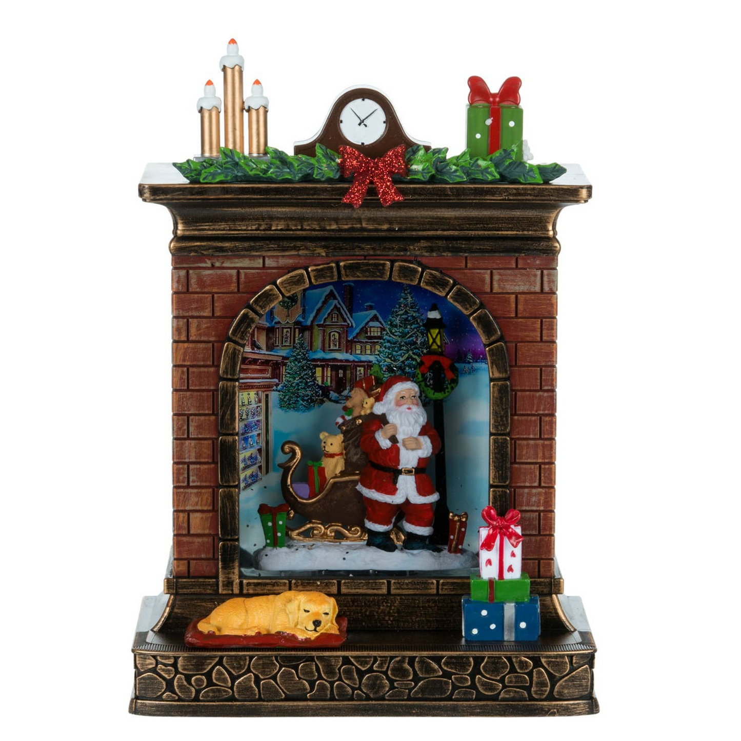 10" LED Fireplace Waterglobe with Santa