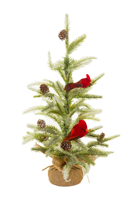 Green and White Christmas Tree with Cardinal Birds and Pinecones Product Dimensions: 18 x 3.5 x 3.5 Inches; 0.33 lbs