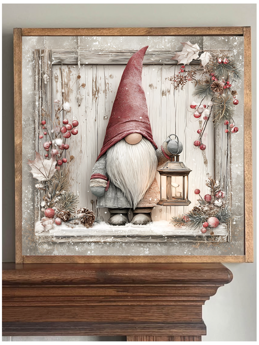 Stir Crazy Signs - Frosty Gnome Farmhouse Sign: 12x12 / Early American