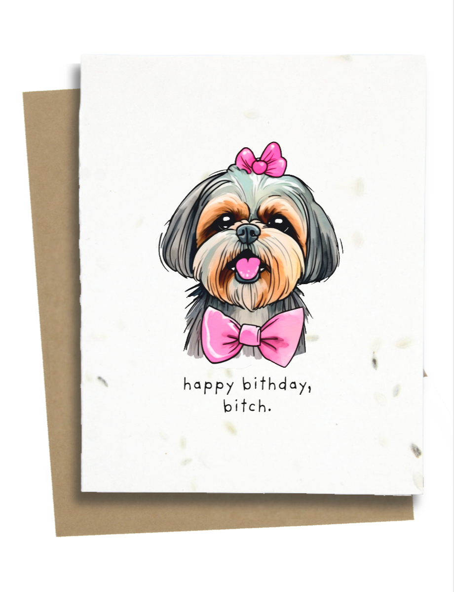 Greet n' Grow Plantable Cards - Shih Tzu Dog Happy Birthday Card: Wildflower