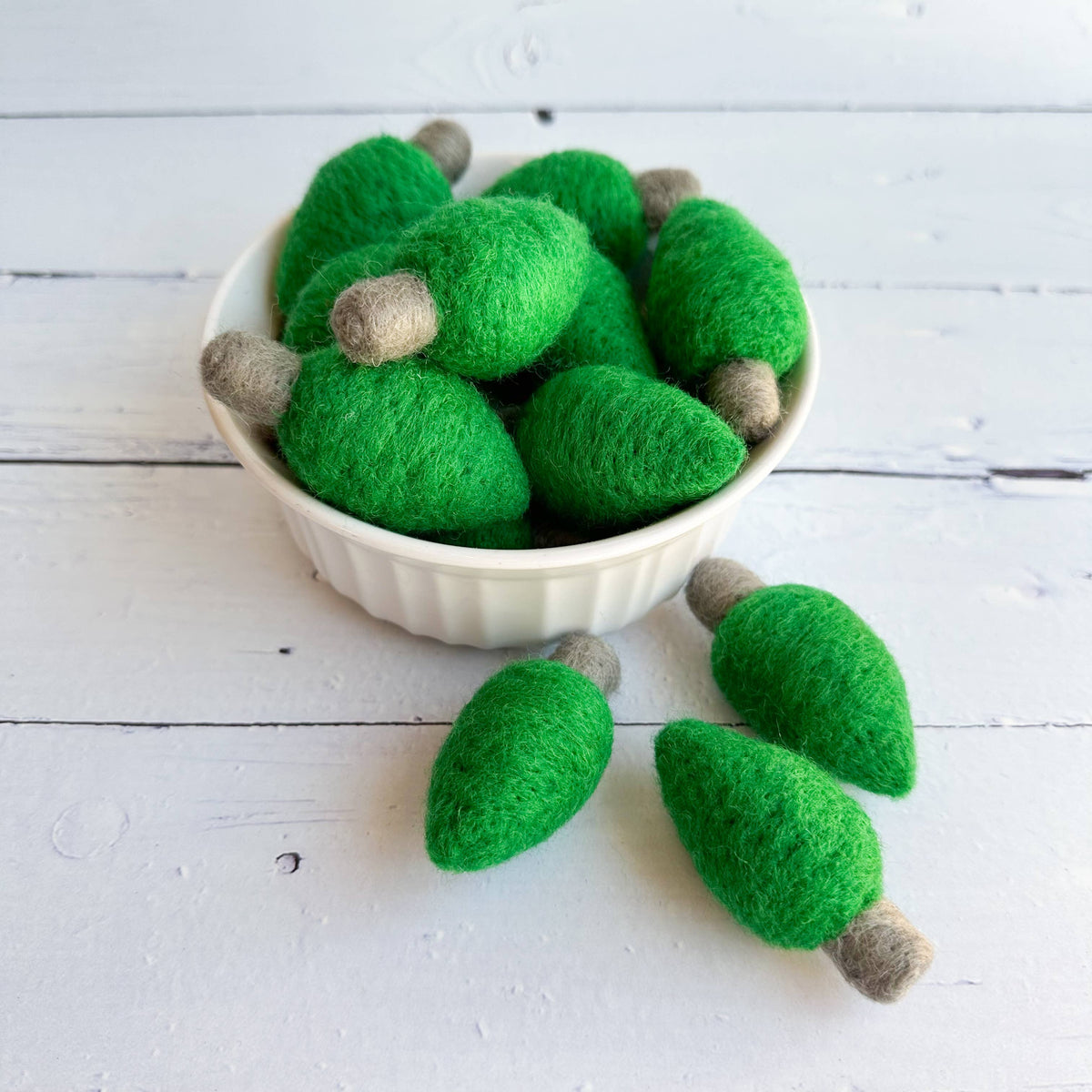 Sewing Seeds Play - One Green Felt Christmas Light Bulb