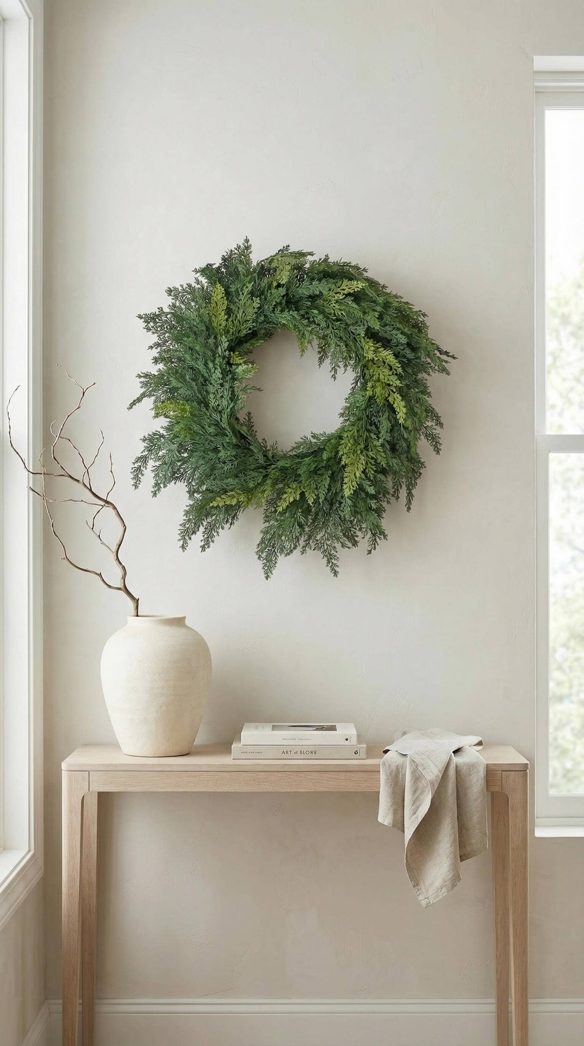 Real Touch Faux Christmas Wreath, Cypress, 24 Inch