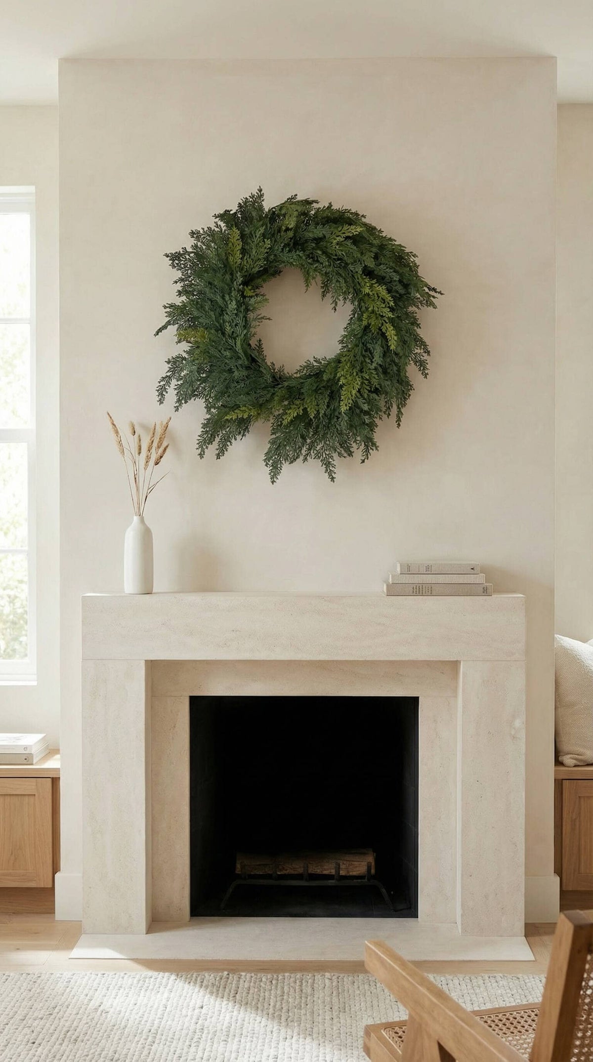 Real Touch Faux Christmas Wreath, Cypress, 24 Inch