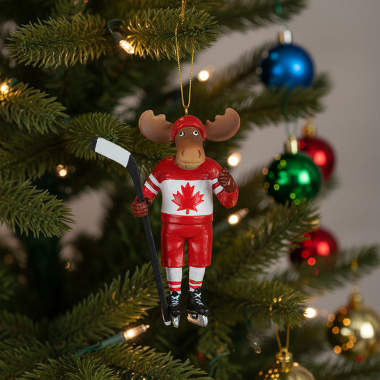 4.5" Team Canada Hockey Player Moose Ornament