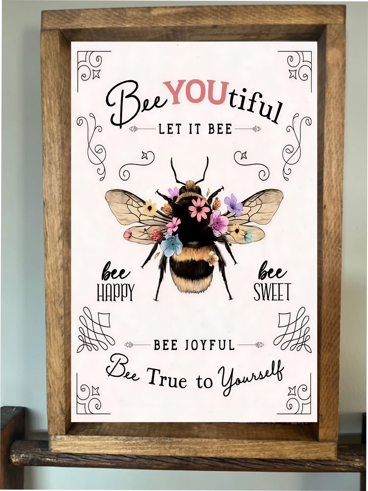 BeeYOUtiful Farmhouse Sign: 8x12 / Ebony