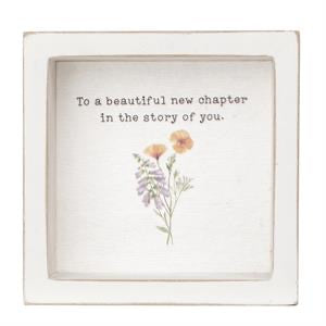 Whimsical Wildflowers Beautiful New Chapter Shadow Box, 4 x 4