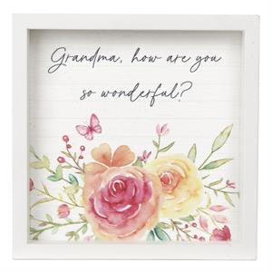 Butterfly Wishes Framed Grandma Sign, 6 X 6 Inches