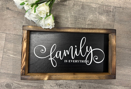 Family Wood Sign, Wood Sign, Quotes Signs, Family Sign: Black / 7"x13" Framed
