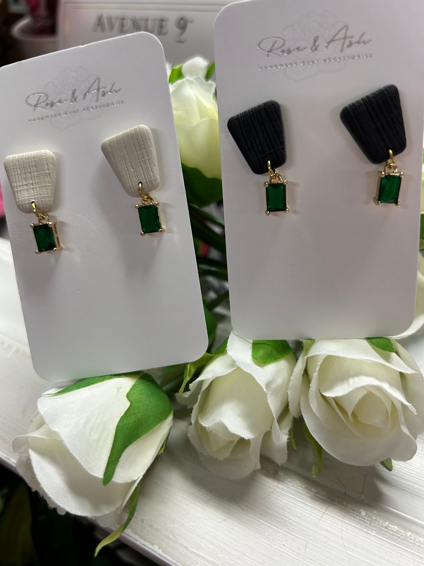 Rose & Ash Emerald Stud Earrings