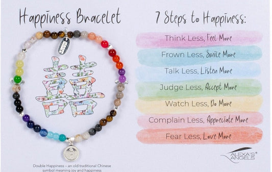 Roman Sterling Silver Stretch Bracelet with Steps to Happiness Card