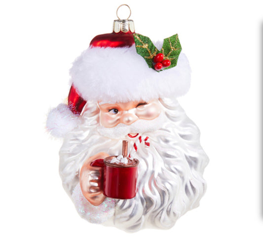 Raz 5.25 Inch Santa Drinking Cocoa Ornament