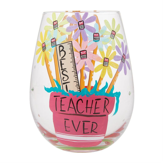 Best Teacher Stemless Wine Glass by Lolita