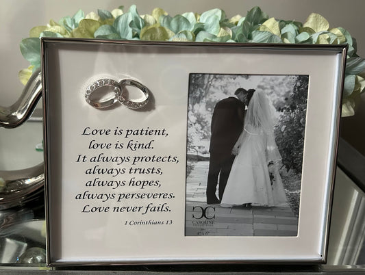 Picture Frame, 1 Corinthians Love is Patient, Holds 4 x 6 Picture by Roman