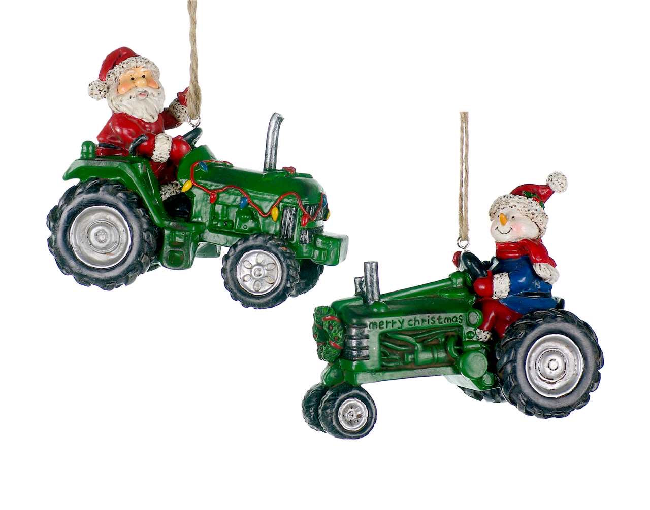 Merry Christmas Tractor Ornaments, 2 Styles (Sold Individually)