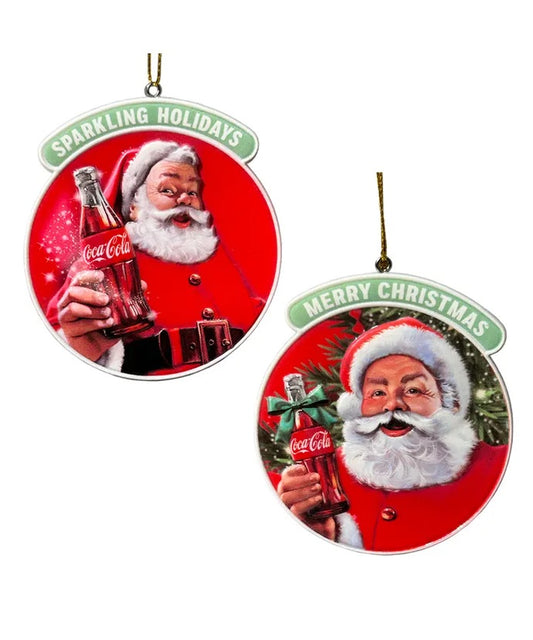 Coca-Cola® 3-D Printed Santa Ornaments, 2 Assorted, Individually Sold