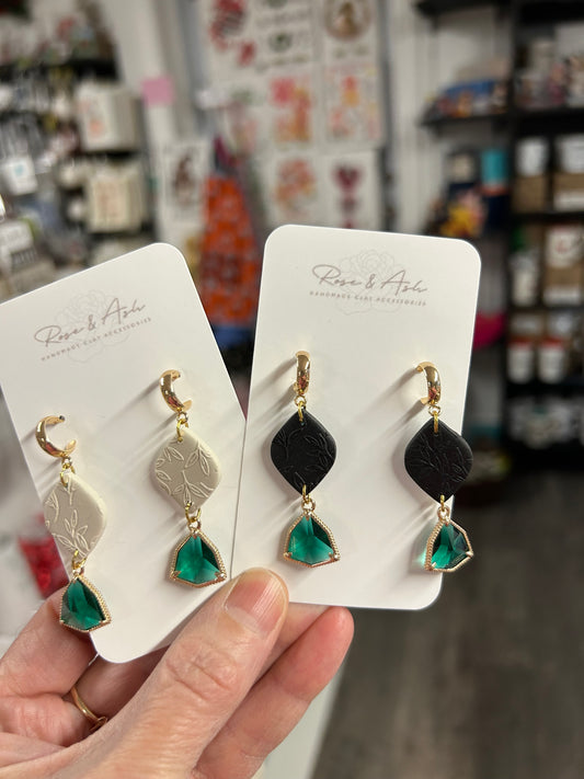 Rose & Ash Emerald Dangle Earrings