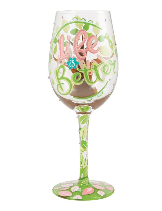 LIFE WITH FAMILY HAND PAINTED WINE GLASS