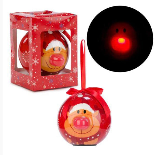 Red Reindeer LED Ball Ornament