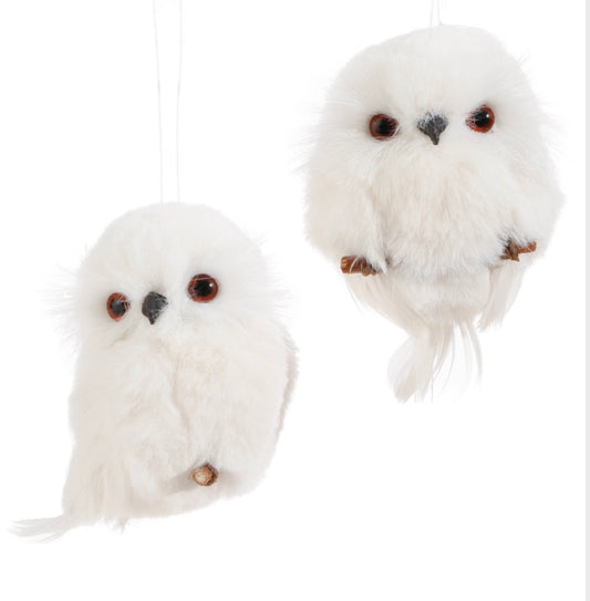 4 Inch White Owl Ornament