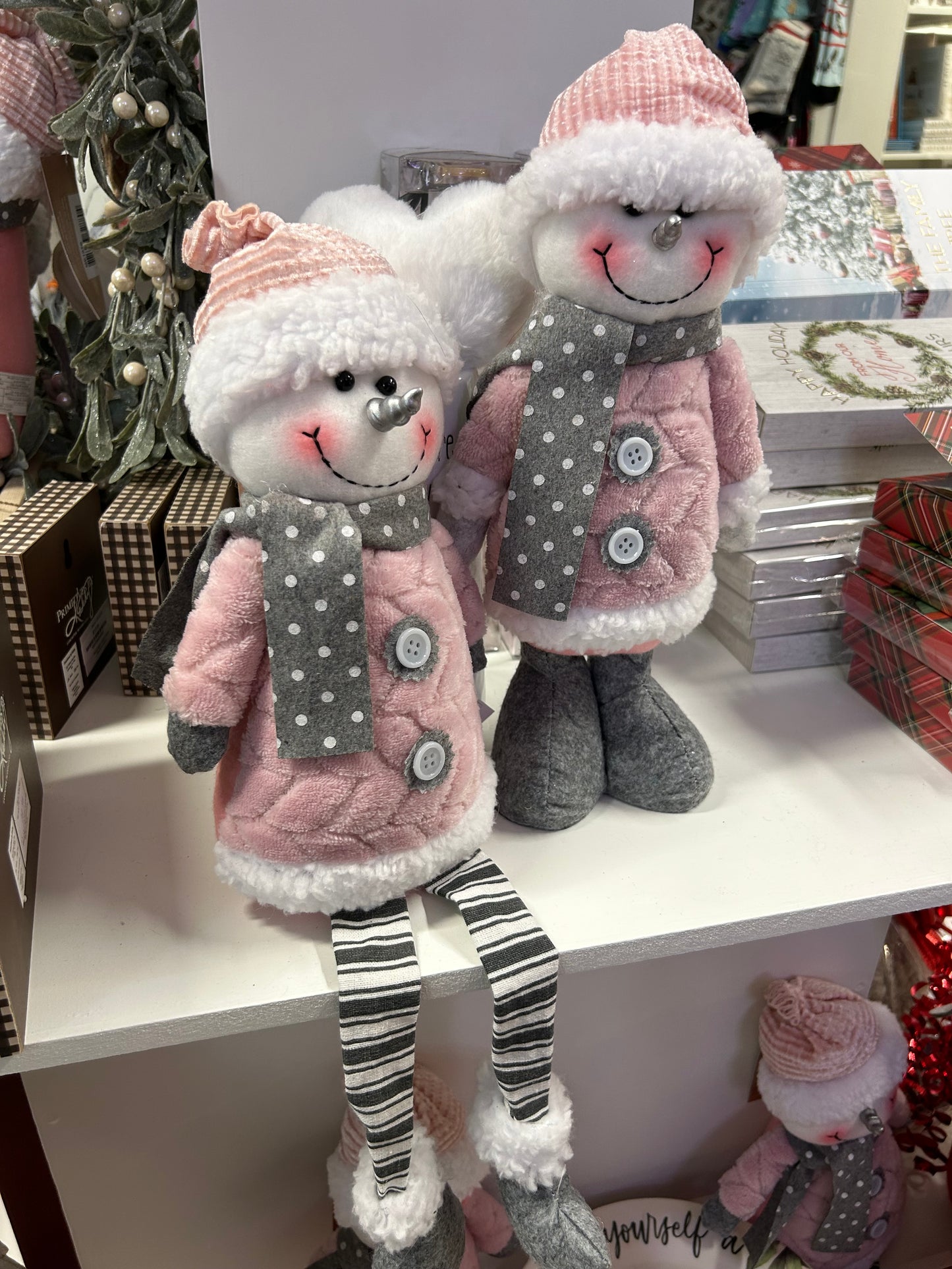 Pink Fabric Snowman, 2 Styles to Choose From