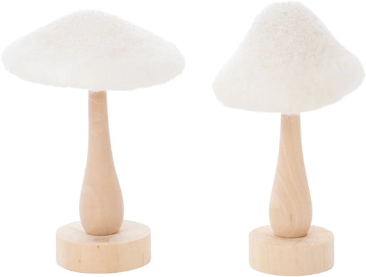 Wood Mushroom Table Pieces, Set of Two