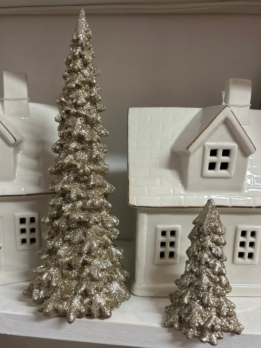 Fir Shaped Resin Trees, Champagne Gold Glitter